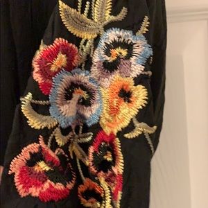 Johnny Was Silk Embroidered Top